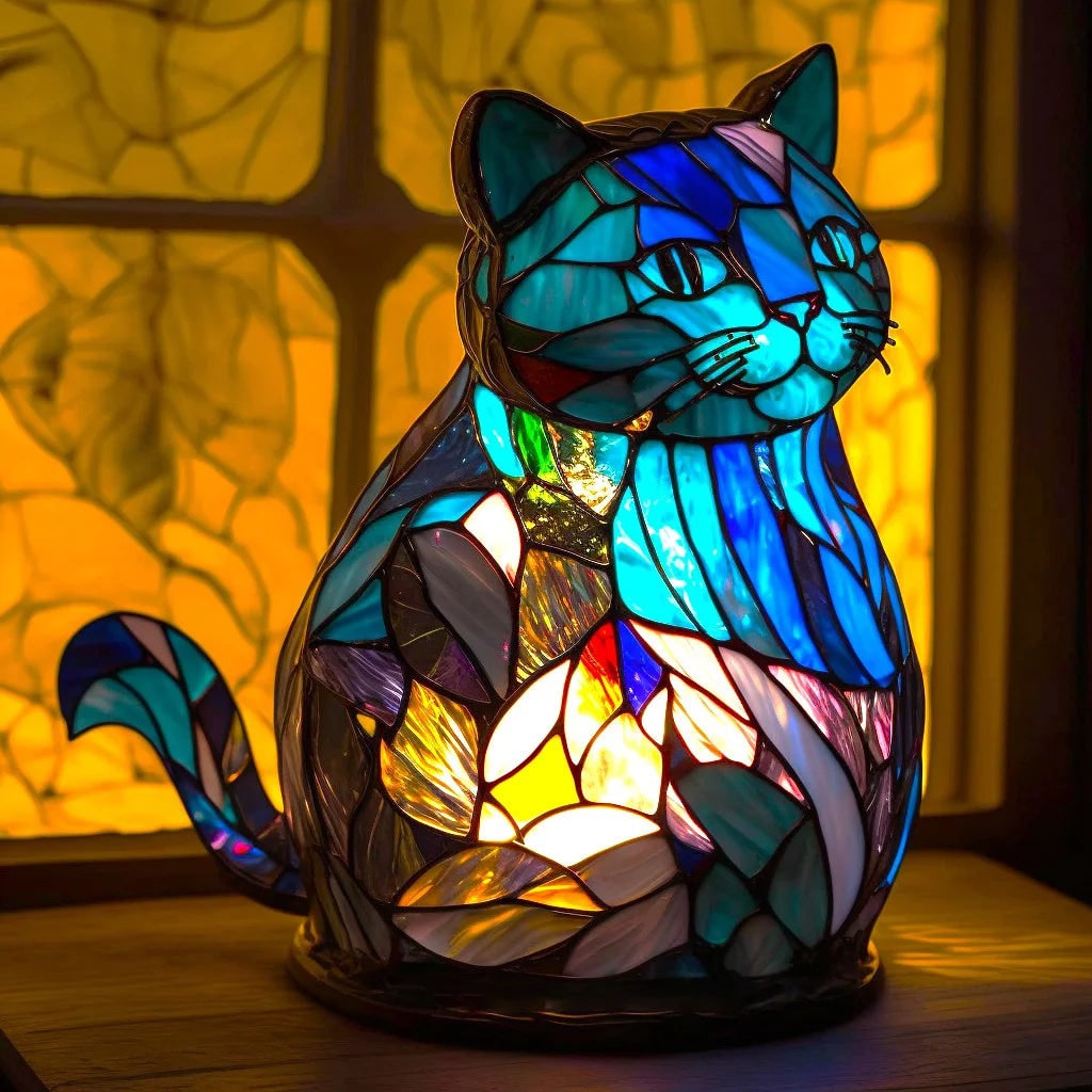 Artisan Glass Animal Table Lamp – Colorful Mosaic Design