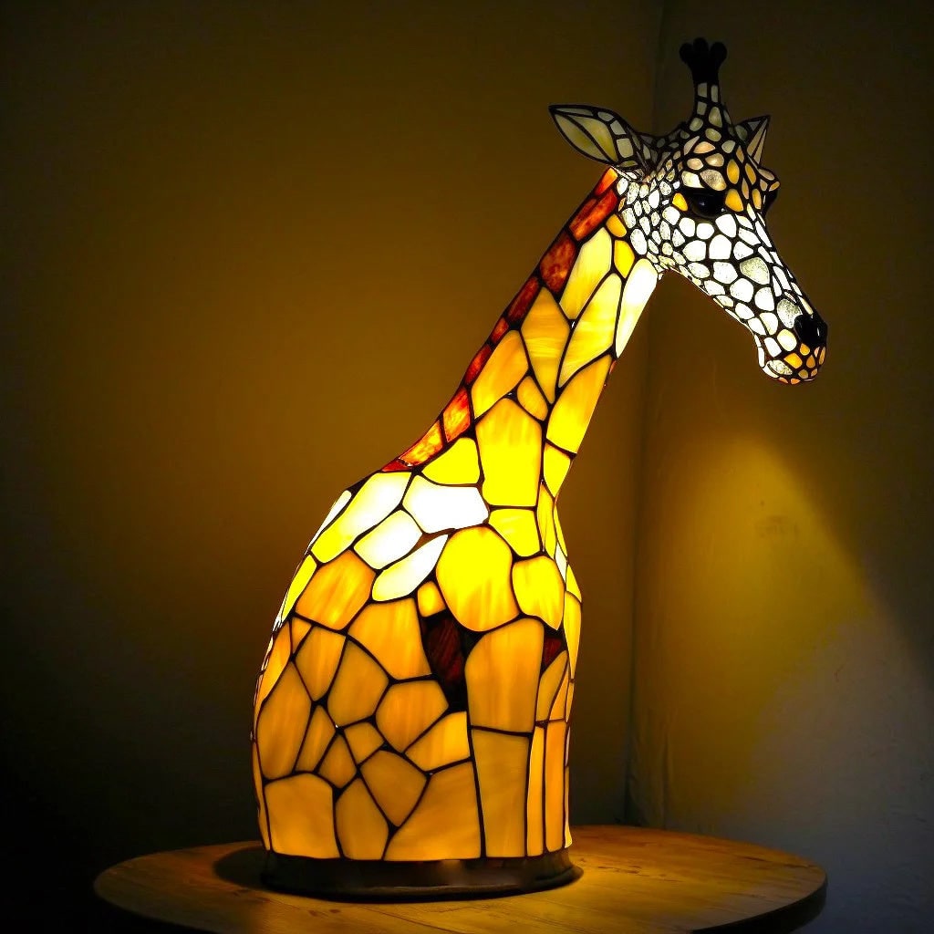 Artisan Glass Animal Table Lamp – Colorful Mosaic Design