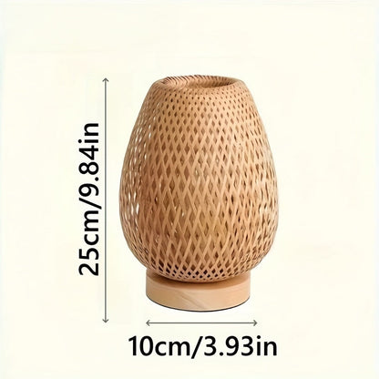 Natural Weave LED Bedside Lamp with USB and Adjustable Brightness