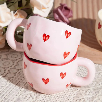 Romantic Coffee Cup – Pink Heart Ceramic Mug