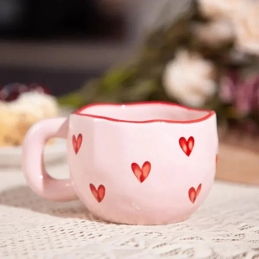 Romantic Coffee Cup – Pink Heart Ceramic Mug