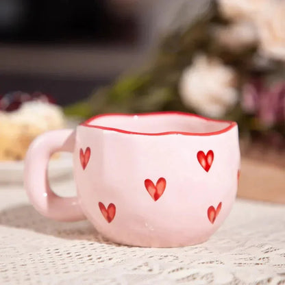 Romantic Coffee Cup – Pink Heart Ceramic Mug