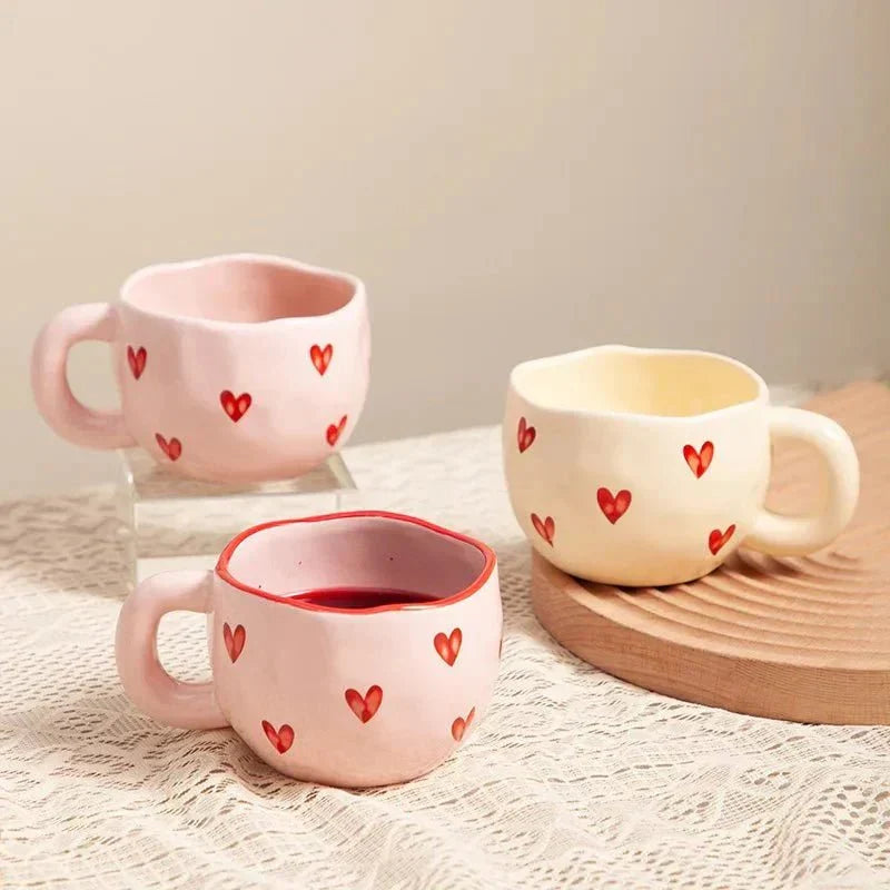 Romantic Coffee Cup – Pink Heart Ceramic Mug