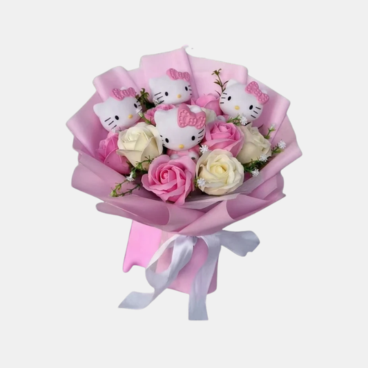 Colorful Synthetic Bouquet with Characters for Gifts and Decoration
