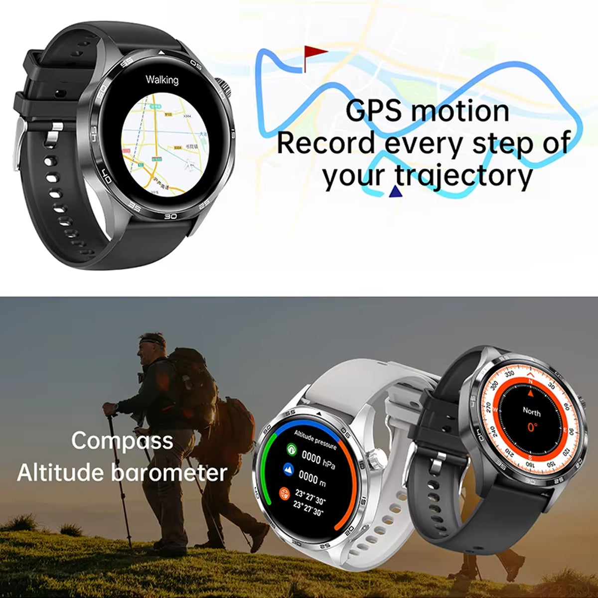Rugged Hiking Smartwatch with GPS and Offline Mapping Features