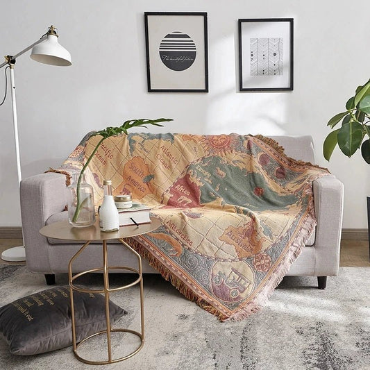 Cozy Blanket with Vintage Map Pattern for Stylish Decor