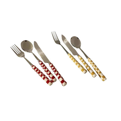 Elegant Tableware Set with Steel Cutlery and Ceramic Handles
