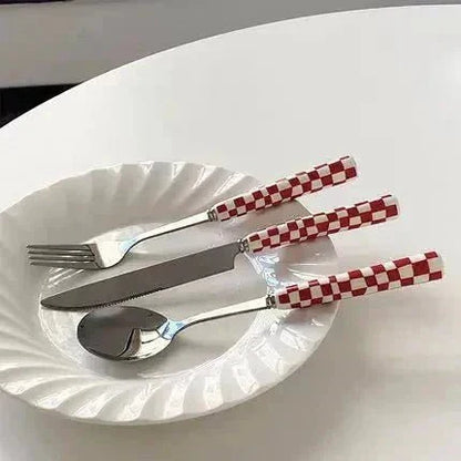 Elegant Tableware Set with Steel Cutlery and Ceramic Handles