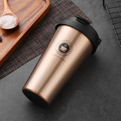 500ml Insulated Stainless Steel Travel Mug with Sliding Lid for Beverages
