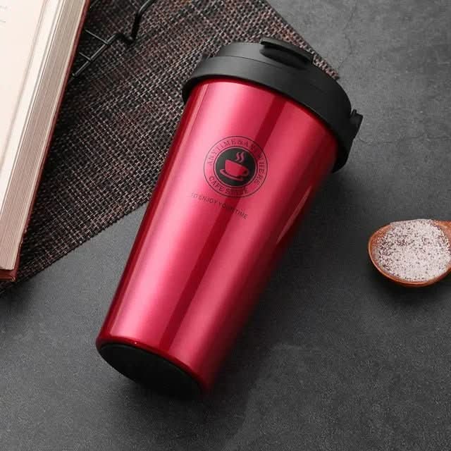 500ml Insulated Stainless Steel Travel Mug with Sliding Lid for Beverages