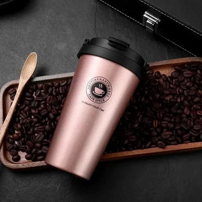 500ml Insulated Stainless Steel Travel Mug with Sliding Lid for Beverages