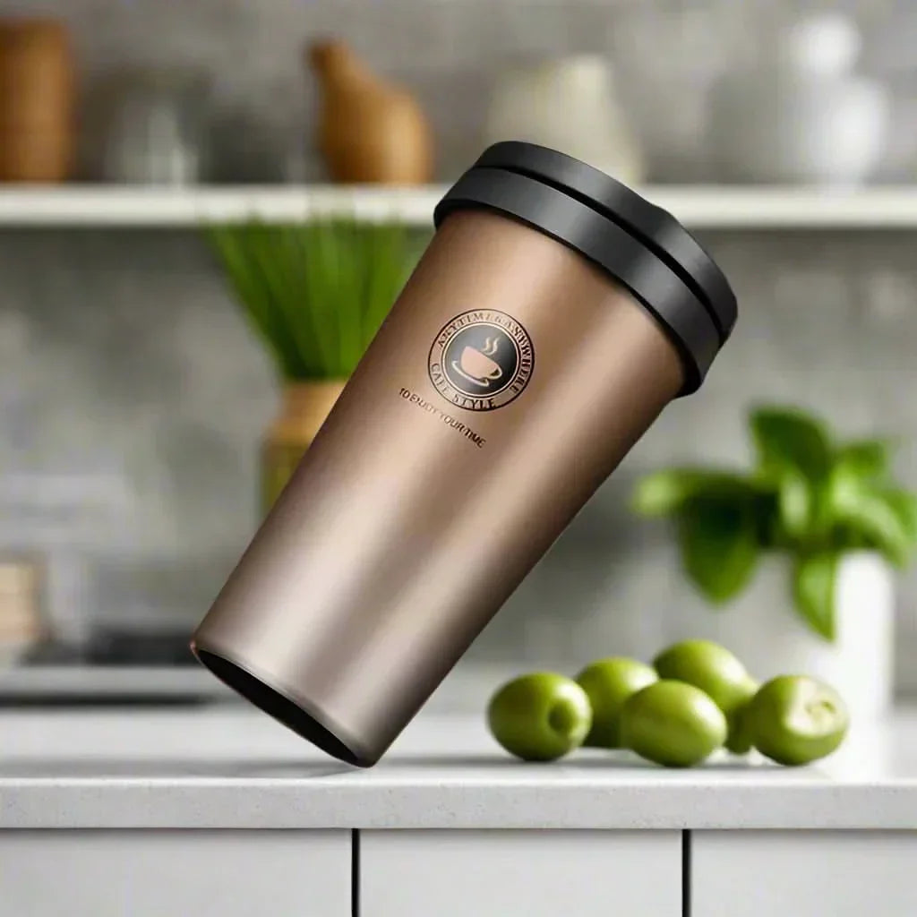 500ml Insulated Stainless Steel Travel Mug with Sliding Lid for Beverages