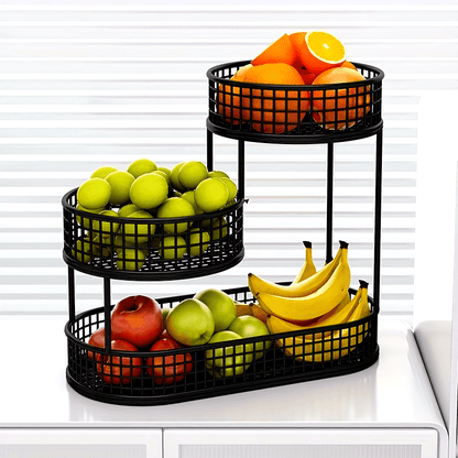 Metal 3-Tier Fruit Stand with Ventilation for Snacks and Bread