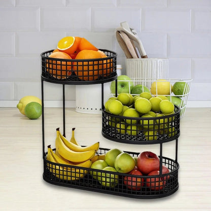 Metal 3-Tier Fruit Stand with Ventilation for Snacks and Bread