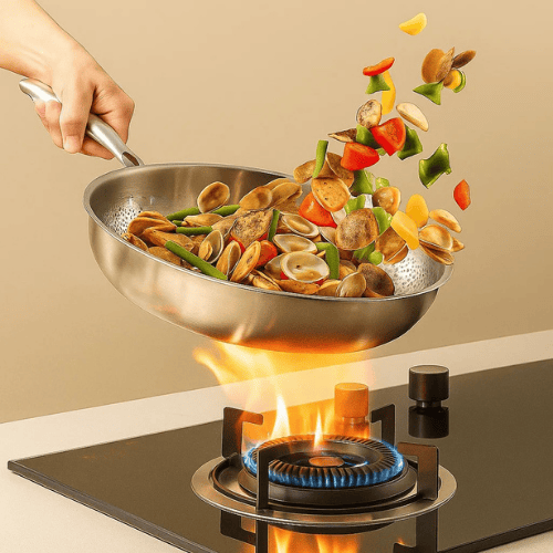 Titanium Frying Pan – Durable Uncoated Cookware for All Heat Sources