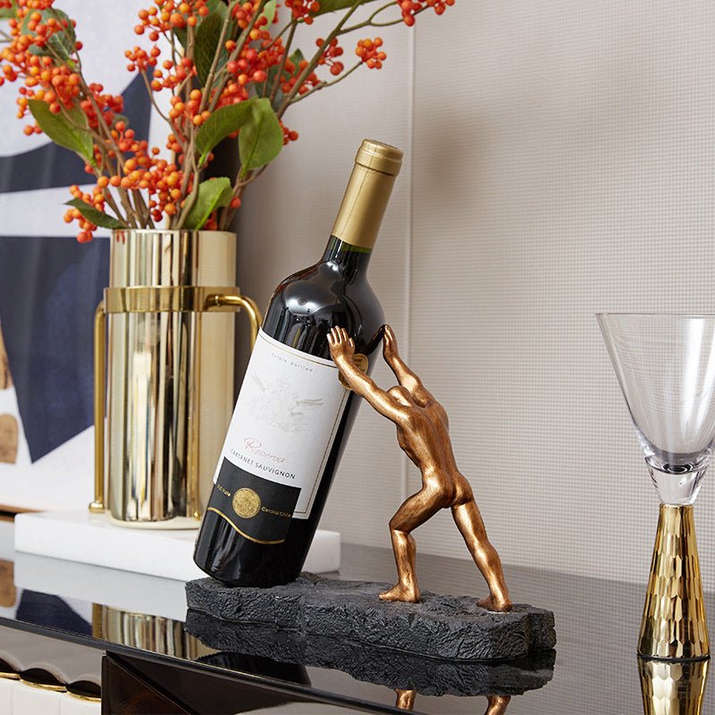 Sculptural Bronze Wine Holder – Elegant Display for Fine Wines