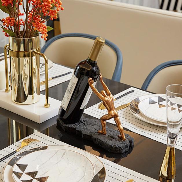Sculptural Bronze Wine Holder – Elegant Display for Fine Wines