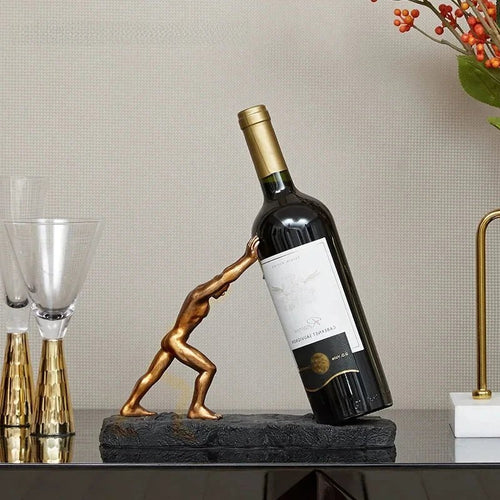 Sculptural Bronze Wine Holder – Elegant Display for Fine Wines