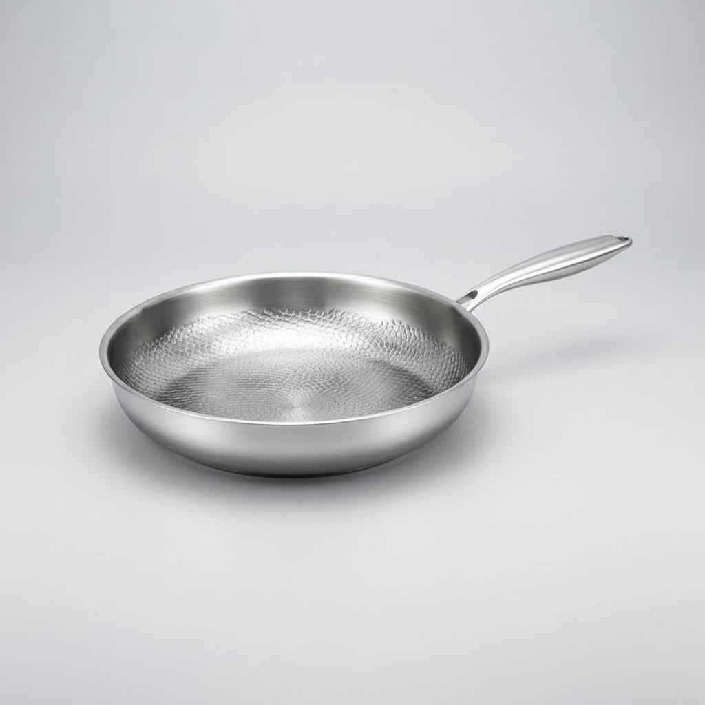Versatile Titanium-Coated Frying Pan with Durable Steel Design