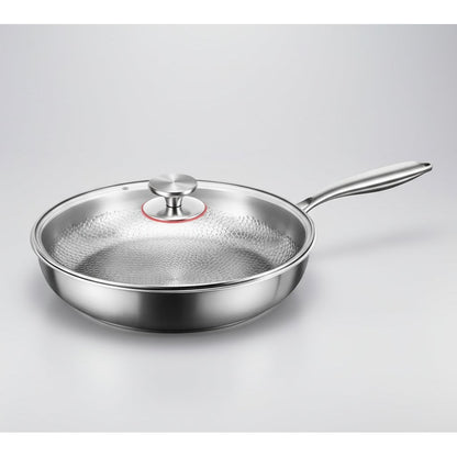 Versatile Titanium-Coated Frying Pan with Durable Steel Design