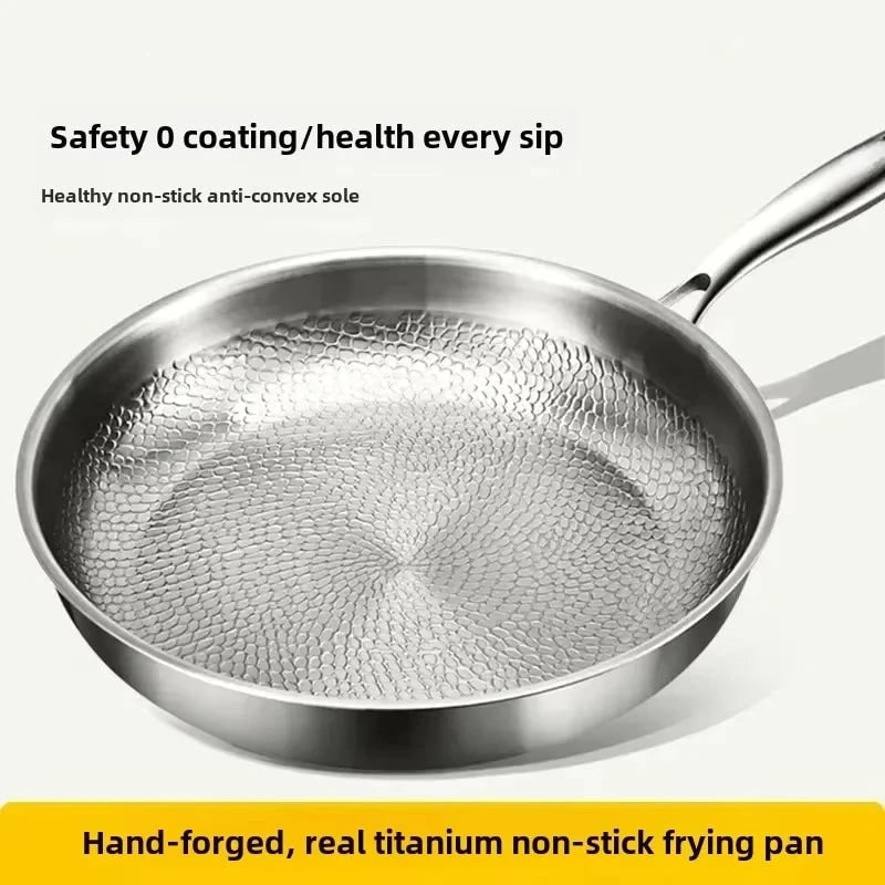 Versatile Titanium-Coated Frying Pan with Durable Steel Design