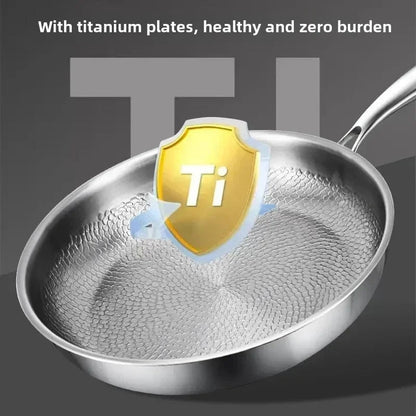 Versatile Titanium-Coated Frying Pan with Durable Steel Design