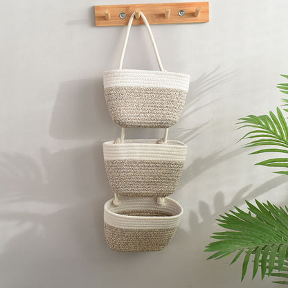 Cotton Wall Shelf Organizer - 3-Tier, Space-Saving, Cream Beige