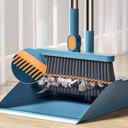 Self-Cleaning Broom with Adjustable Handle | Ergonomic Floor Sweeper
