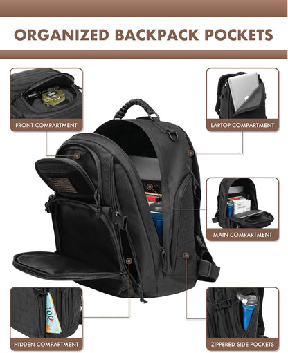 35L Tactical Backpack for Outdoor Use with Molle and Laptop Compartment