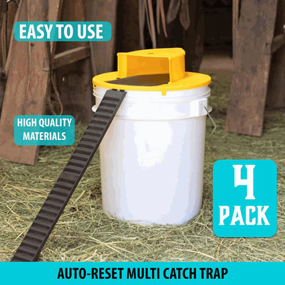 Reusable Mouse Trap System with Bucket Lid - 4-Pack Rodent Catcher