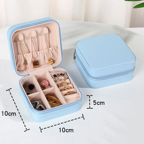 Compact Jewelry Travel Case with Secure Zipper and Padded Storage