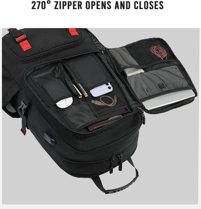 60L Waterproof Laptop Backpack for Travel with USB Port and Shoe Storage