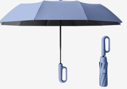 Compact Automatic Travel Umbrella with Secure Clip Handle