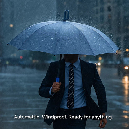 Compact Automatic Travel Umbrella with Secure Clip Handle