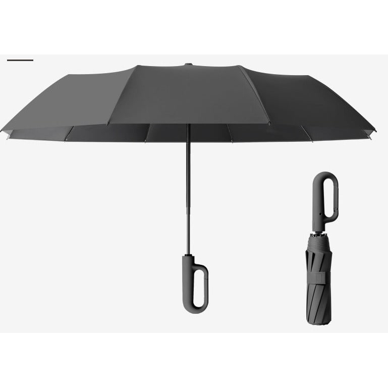 Compact Automatic Travel Umbrella with Secure Clip Handle