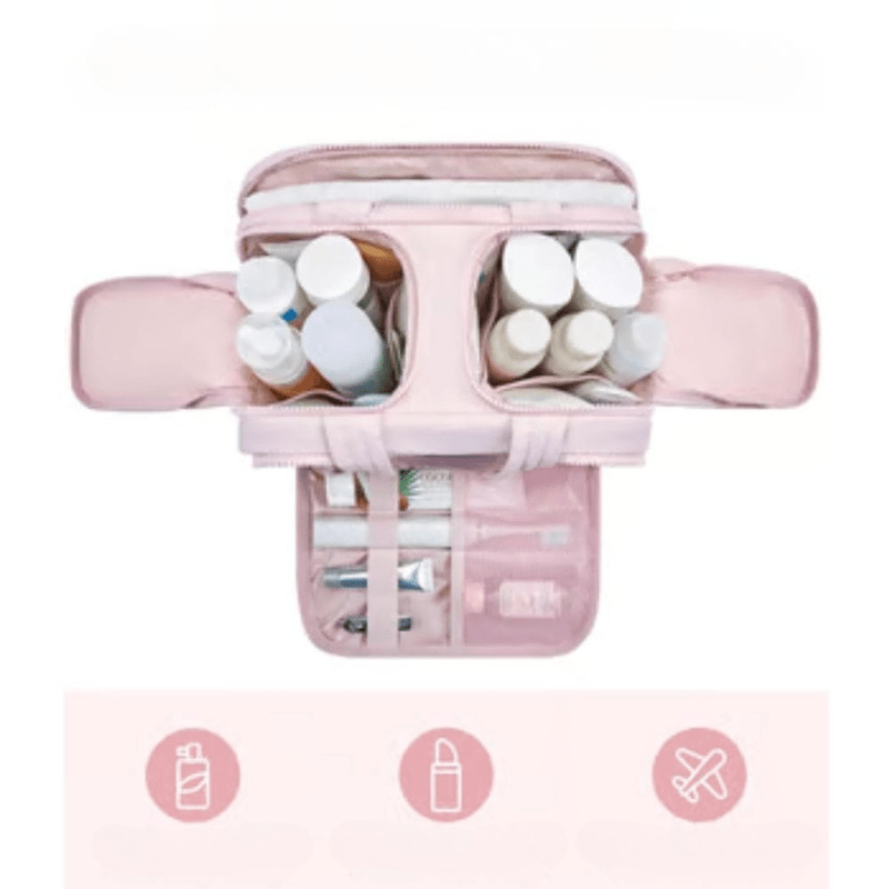 Hanging Toiletry Organizer with Water-Resistant Fabric and Multiple Pockets
