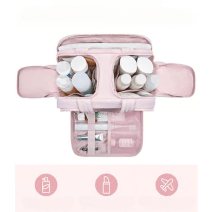 Hanging Toiletry Organizer with Water-Resistant Fabric and Multiple Pockets
