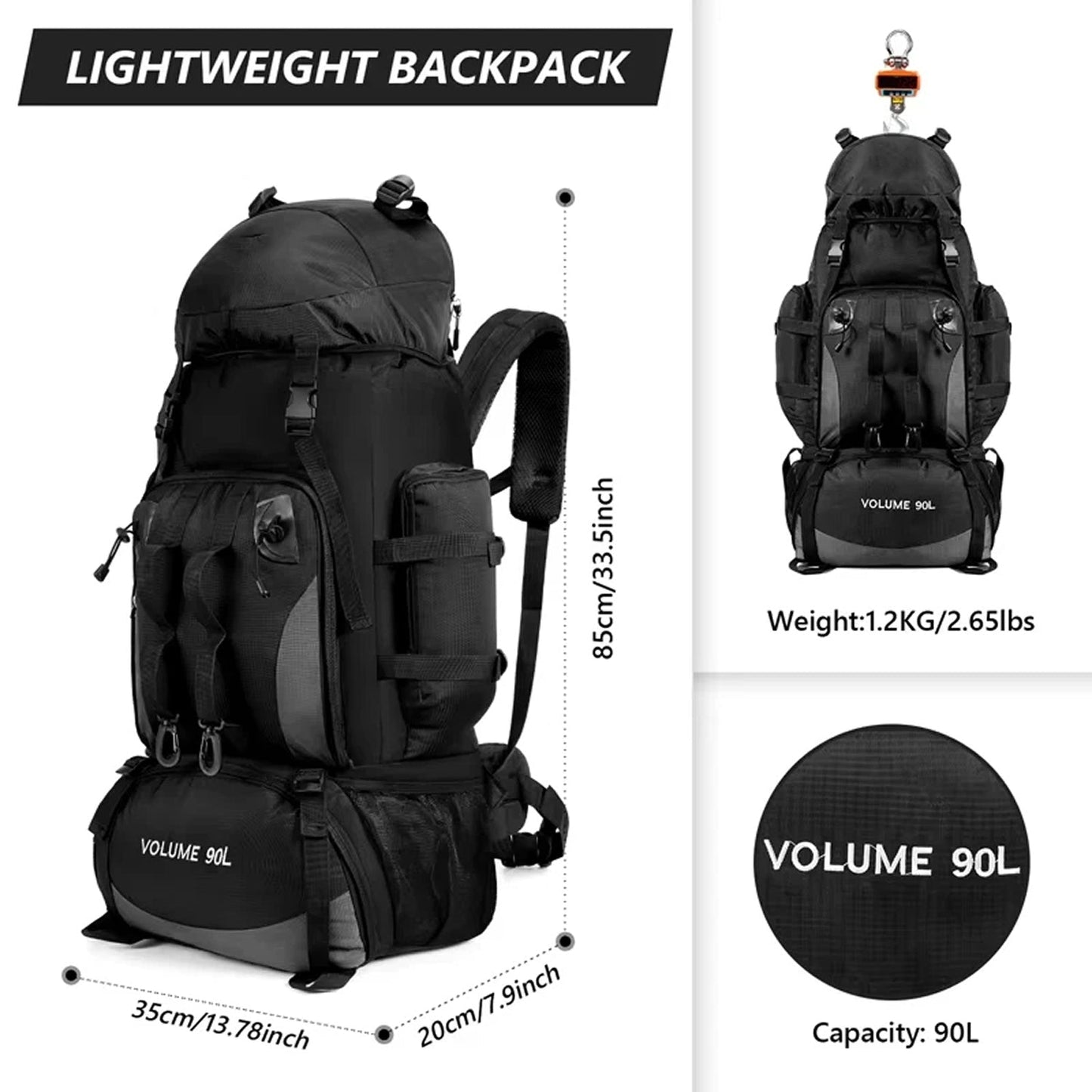 90L Professional Hiking Backpack for Expedition Travel