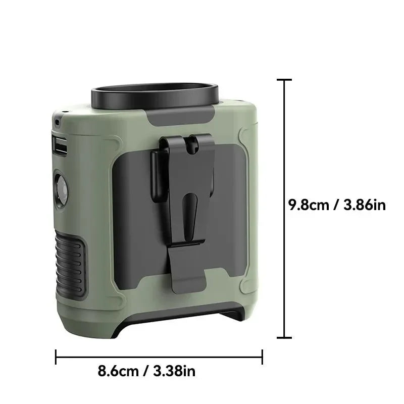 Rechargeable 10000mAh Outdoor Waist Fan with Neck Strap, Strong Breeze & LED Light