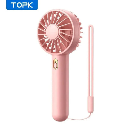 Mini Portable Electric Fan - USB Rechargeable Handheld with 3 Speed Settings for Indoor, Camping, and Room Use