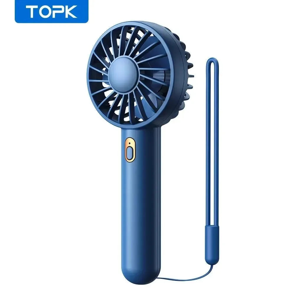 Mini Portable Electric Fan - USB Rechargeable Handheld with 3 Speed Settings for Indoor, Camping, and Room Use