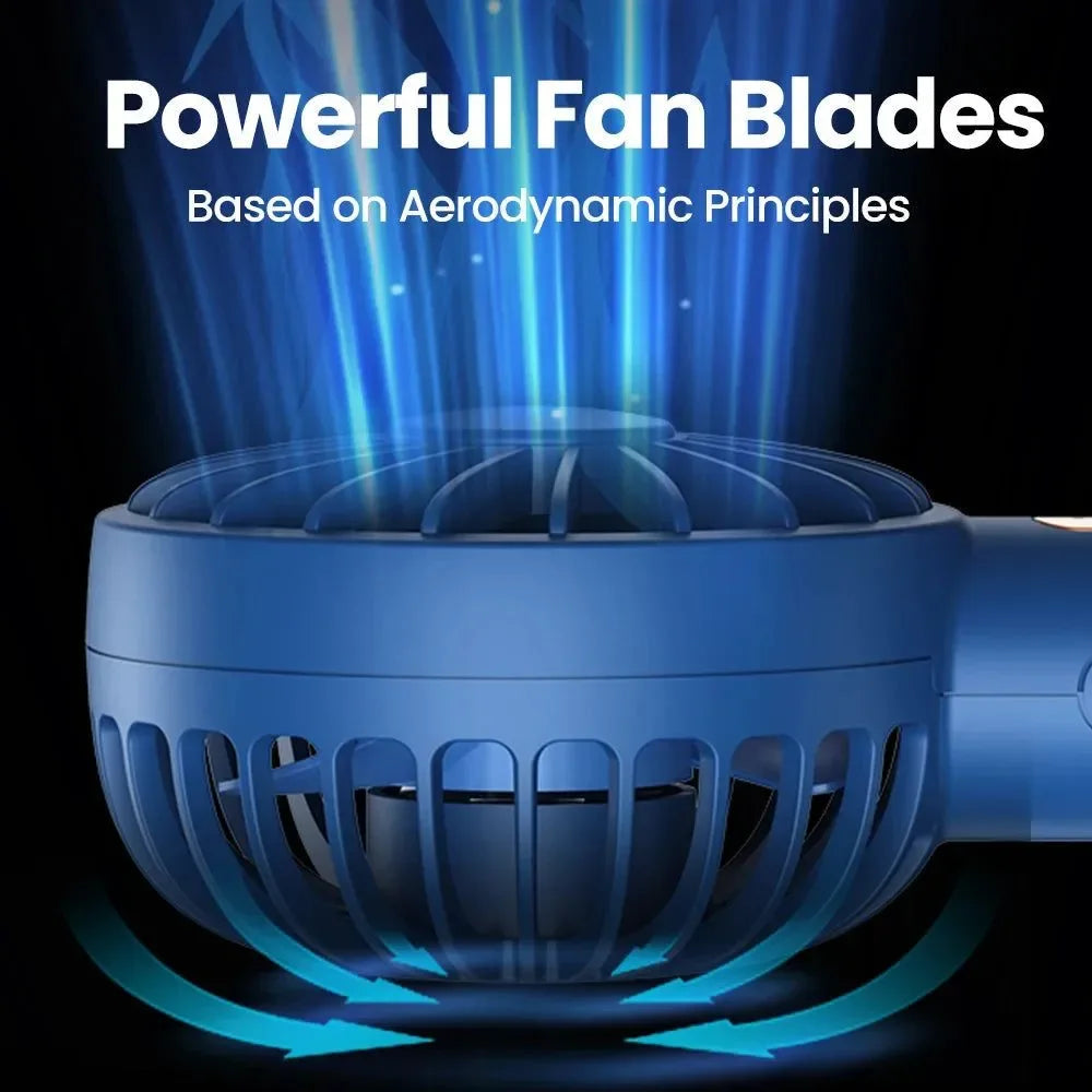 Mini Portable Electric Fan - USB Rechargeable Handheld with 3 Speed Settings for Indoor, Camping, and Room Use