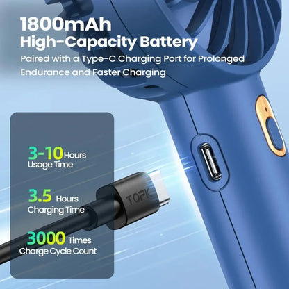 Mini Portable Electric Fan - USB Rechargeable Handheld with 3 Speed Settings for Indoor, Camping, and Room Use