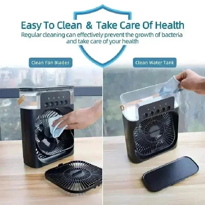 USB-Powered Desktop Fan, Humidifier & Night Light – 3-in-1 Air Cooler