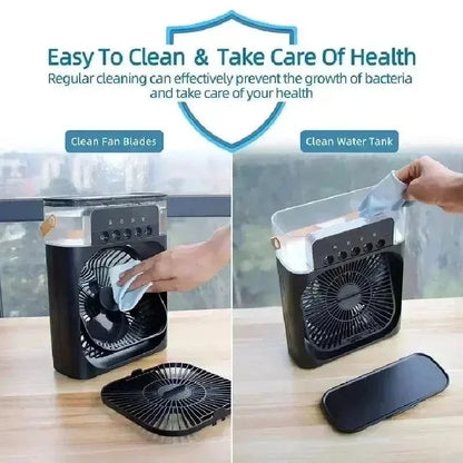 USB-Powered Desktop Fan, Humidifier & Night Light – 3-in-1 Air Cooler