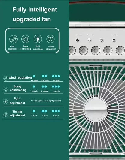 USB-Powered Desktop Fan, Humidifier & Night Light – 3-in-1 Air Cooler