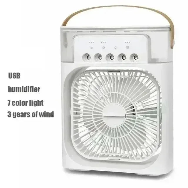 USB-Powered Desktop Fan, Humidifier & Night Light – 3-in-1 Air Cooler