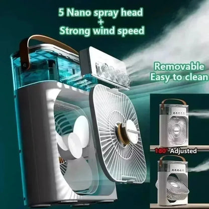 USB-Powered Desktop Fan, Humidifier & Night Light – 3-in-1 Air Cooler