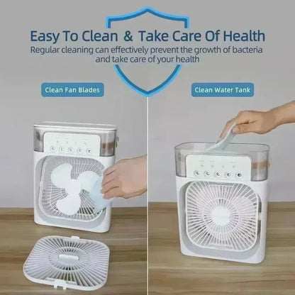 USB-Powered Desktop Fan, Humidifier & Night Light – 3-in-1 Air Cooler