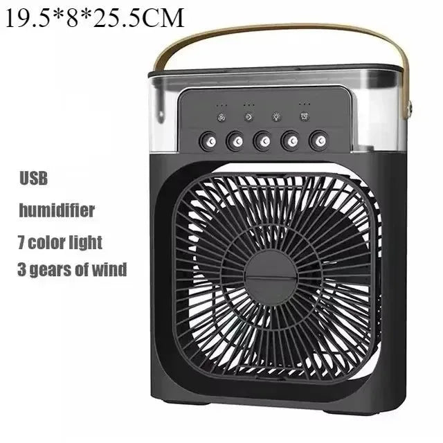 USB-Powered Desktop Fan, Humidifier & Night Light – 3-in-1 Air Cooler